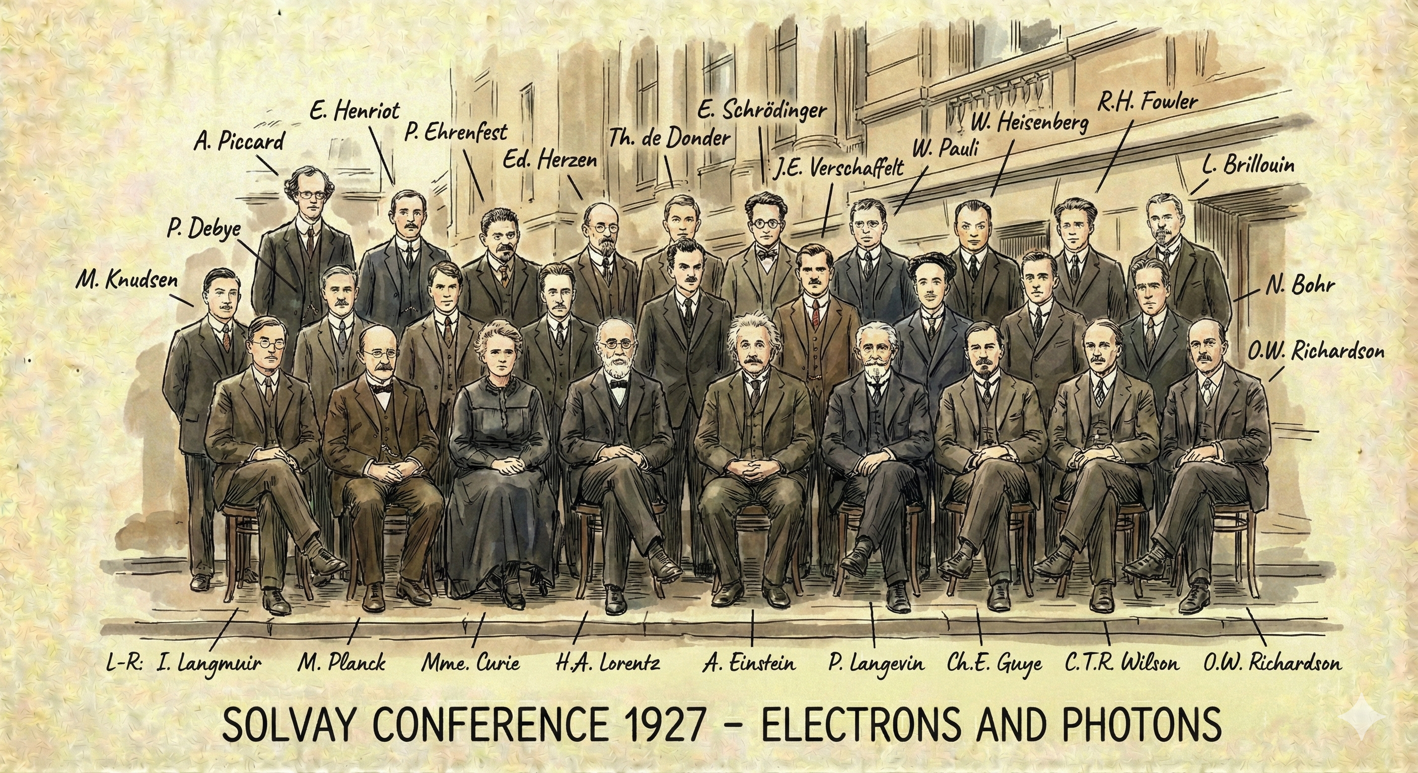 1927年第五届索尔维会议：与会科学家合影